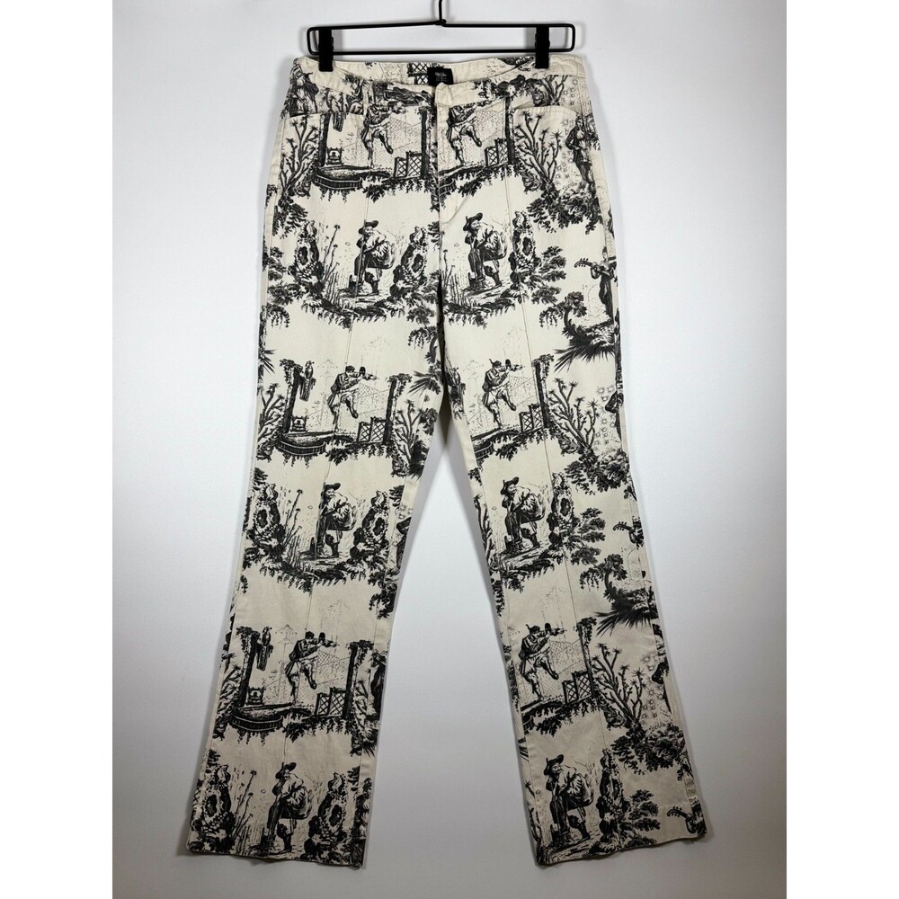 Mossimo Stretch Chino Pants Size 14 Black Ivory Toile Print Y2K‎